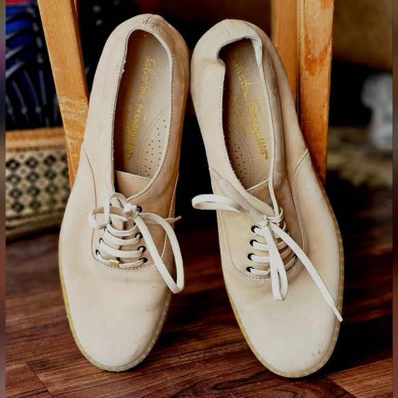 Salvatore Ferragamo Beige Leather Sneakers - Picture 11 of 11